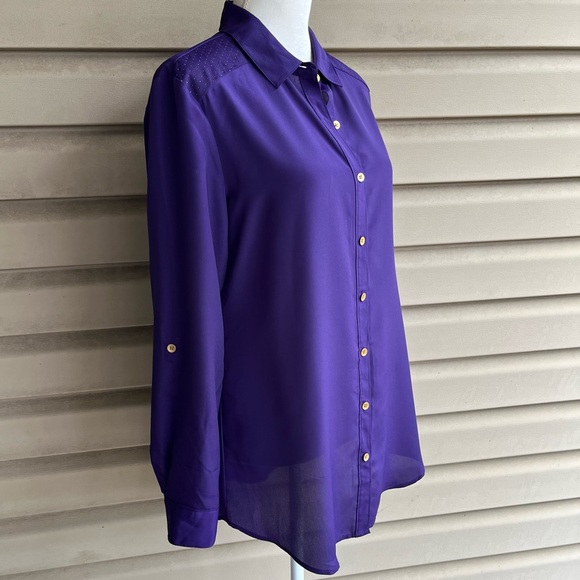 •Coldwater Creek• Lightweight Purple Tab Sleeve Blouse - Size Small - Picture 5 of 10
